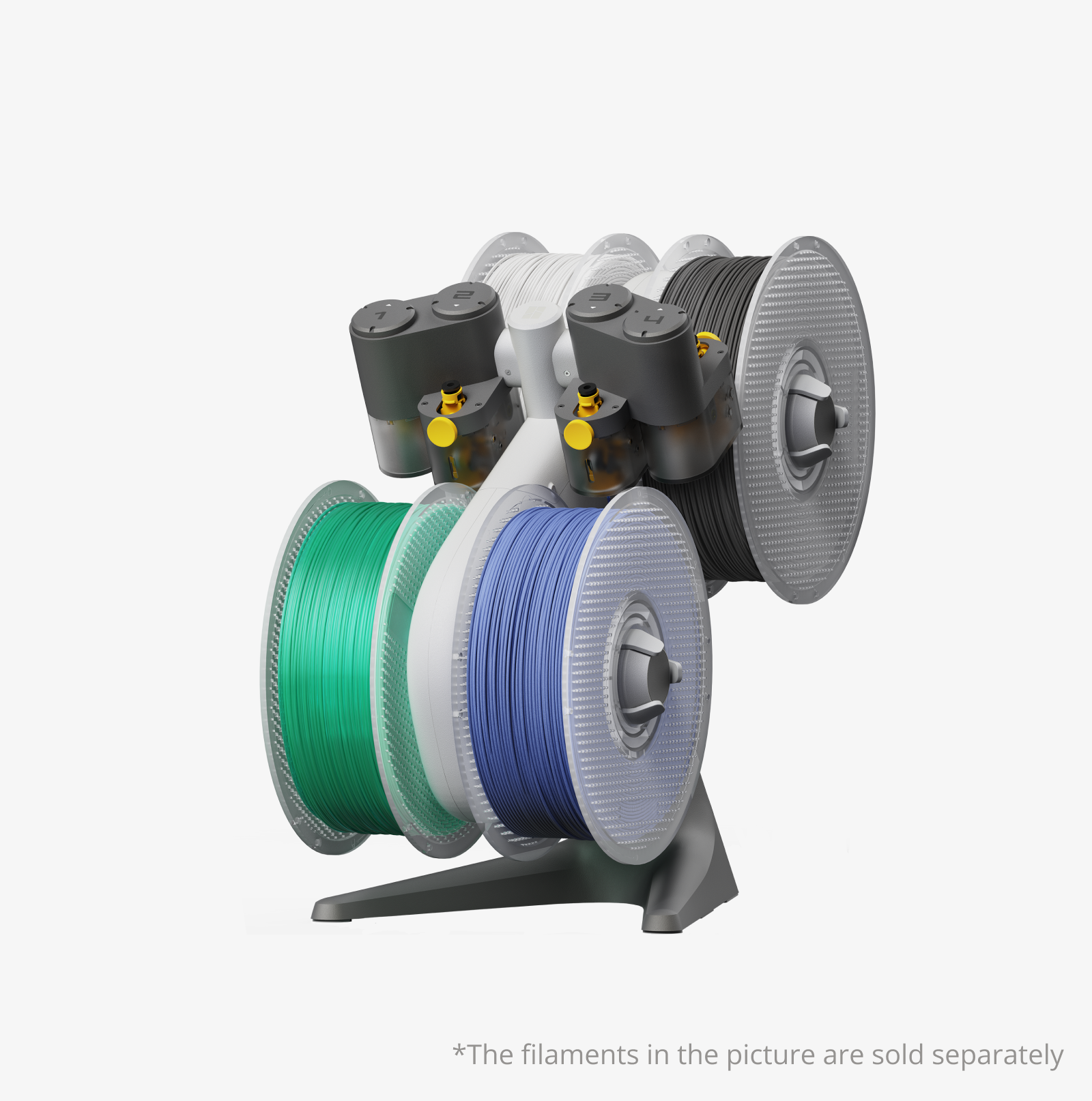 Bambu Lab AMS Lite filament system; filament spools shown for illustration
